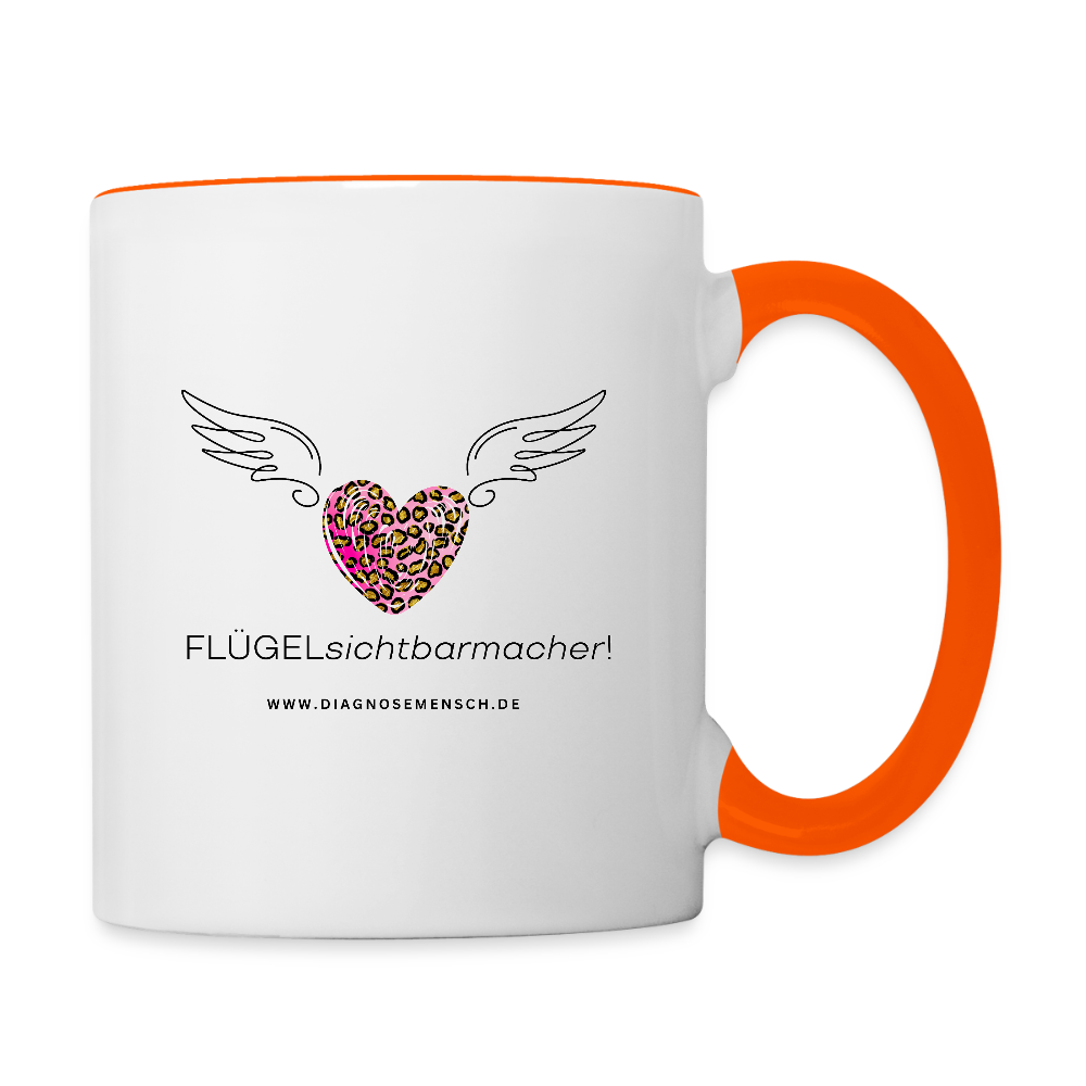 Tasse zweifarbig "FLÜGELsichtbarmacher" - Best Buddy - Weiß/Orange