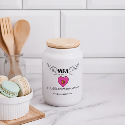Keksdose mit Holzdeckel "MFA HerzPflaster" - Best Buddy - Weiß