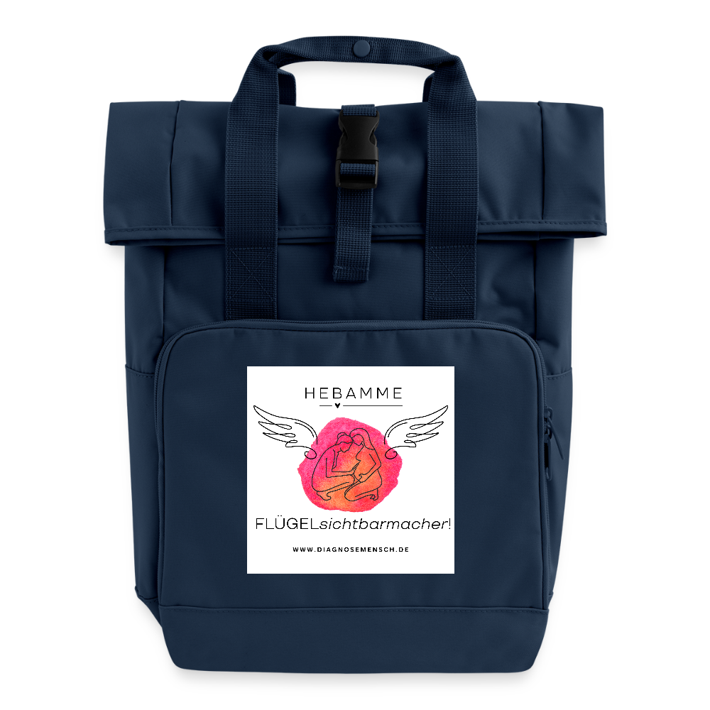 Rolltop Rucksack "Flügel - Hebamme" - Best Buddy - Navy