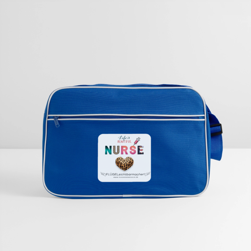 Retro Tasche "NURSE" - FLÜGELsichtbarmacher - Blau/Weiß