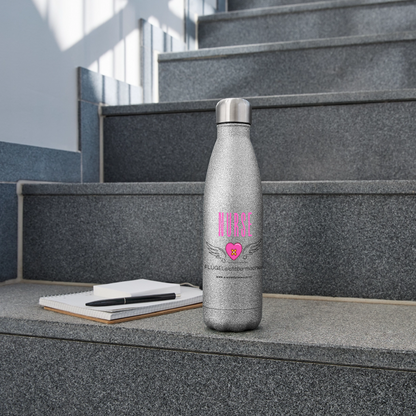 Glitzer Edelstahl Thermosflasche "MFA" - Best Buddy - Sliber Glitzer