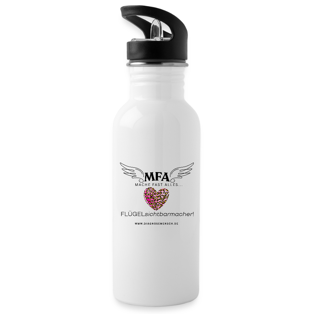 Trinkflasche mit Strohhalm "MFA Leo" - Best Buddy - Weiß