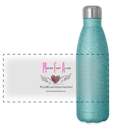 Glitzer Edelstahl Thermosflasche "MFA" - Best Buddy - Blau Glitzer