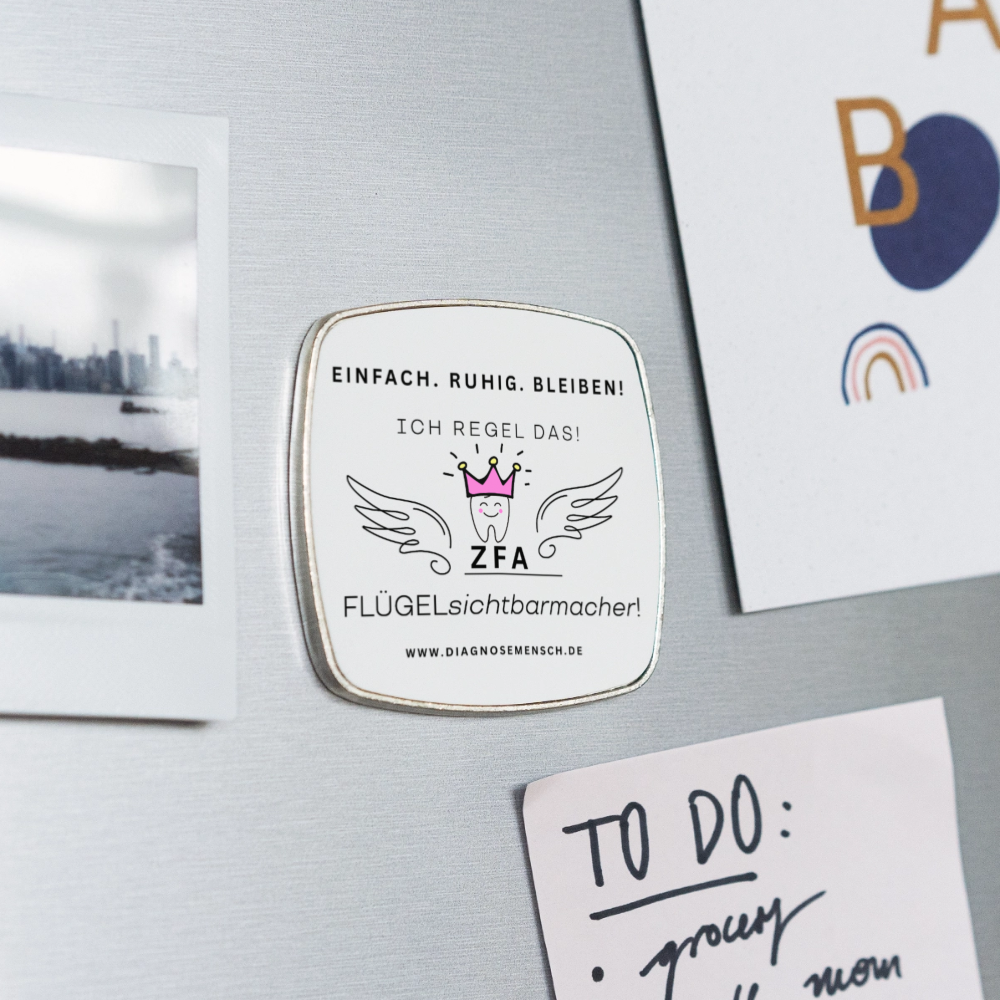 Viereckiger Kühlschrankmagnet "ZFA" - Best Buddy - Weiß