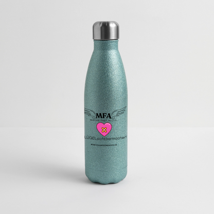 Glitzer Edelstahl Thermosflasche MFA HerzPflaster" - Best Buddy - Blau Glitzer