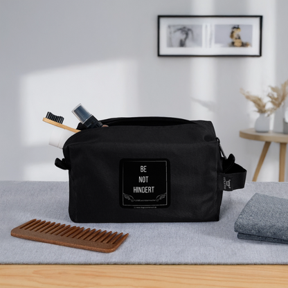 Recycelte Kulturtasche "BE NOT HINDER" - FLÜGELsichtbarmacher - Schwarz