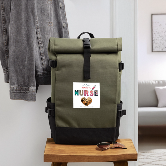 Rolltop Rucksack "Nurse" - Best Buddy - Olive/Schwarz