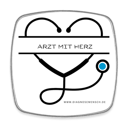Viereckiger Kühlschrankmagnet "Arzt mit Herz" - Best Buddy - Weiß