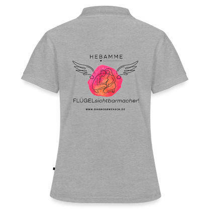 Frauen Premium Bio Polo Shirt "Hebamme"  - Best Buddy - Grau meliert