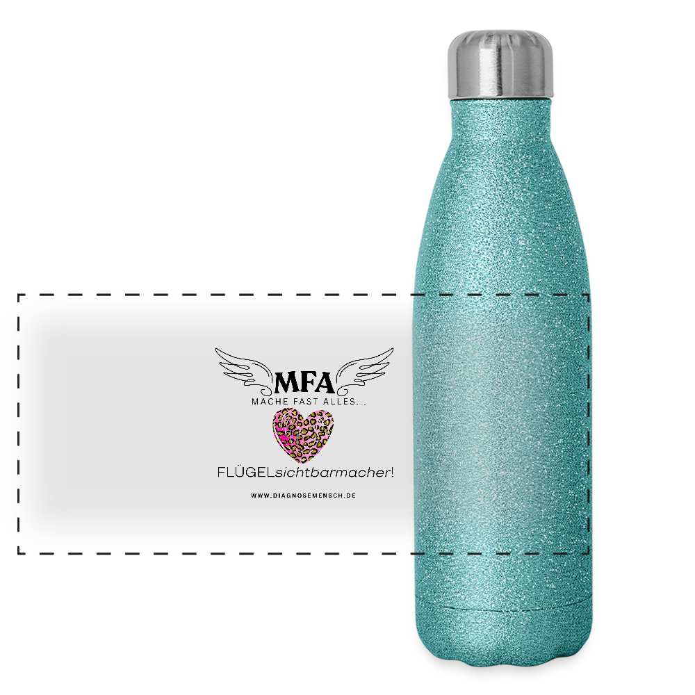 Glitzer Edelstahl Thermosflasche "MFA Leo" - Best Buddy - Blau Glitzer