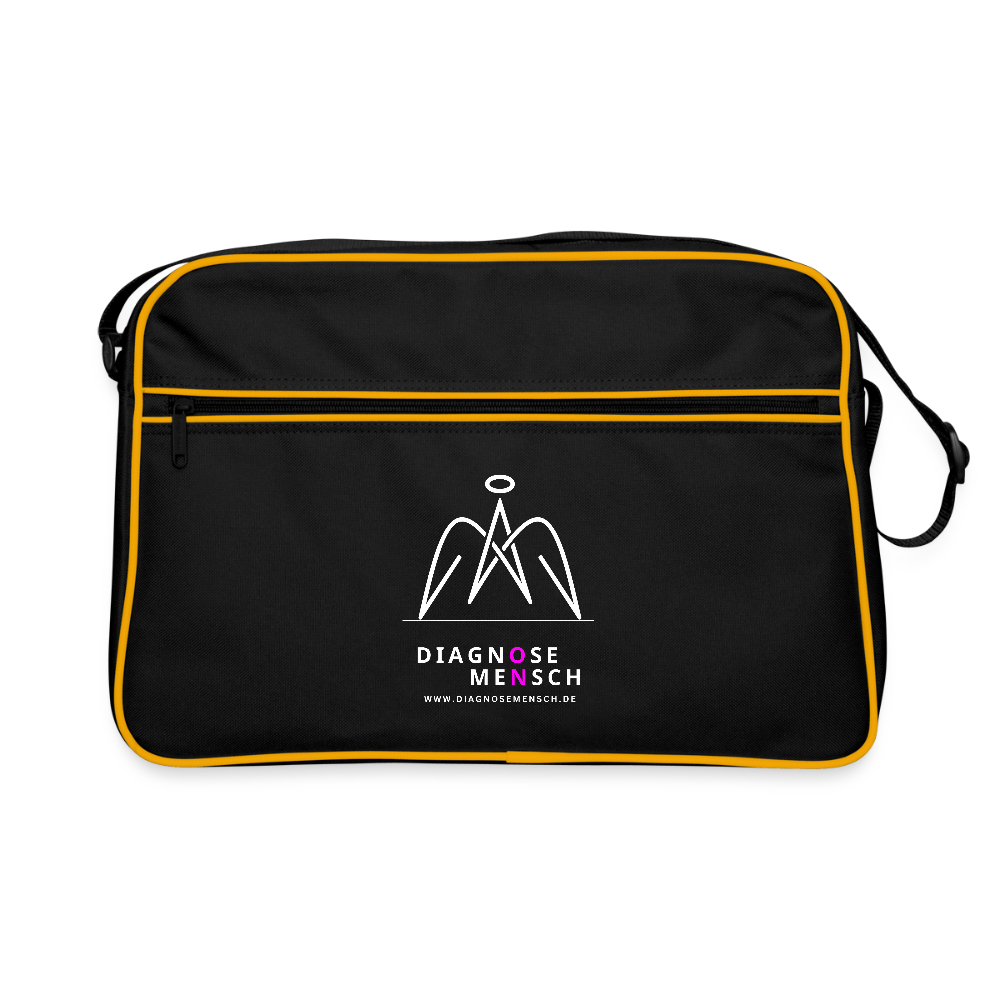 Retro Tasche "Diagnose Mensch - ON" - Schwarz/Gold