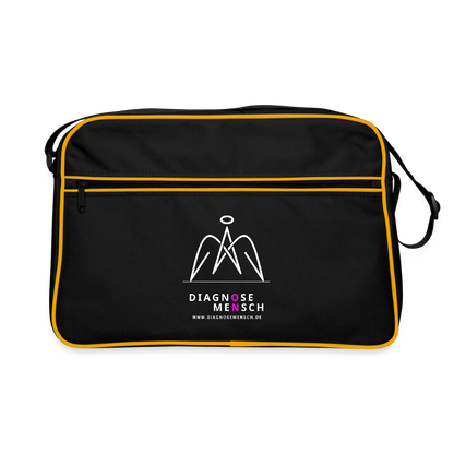 Retro Tasche "Diagnose Mensch - ON" - Schwarz/Gold