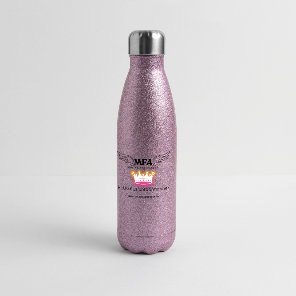 Glitzer Edelstahl Thermosflasche "MFA CROWN" - Best Buddy - Pink Glitzer
