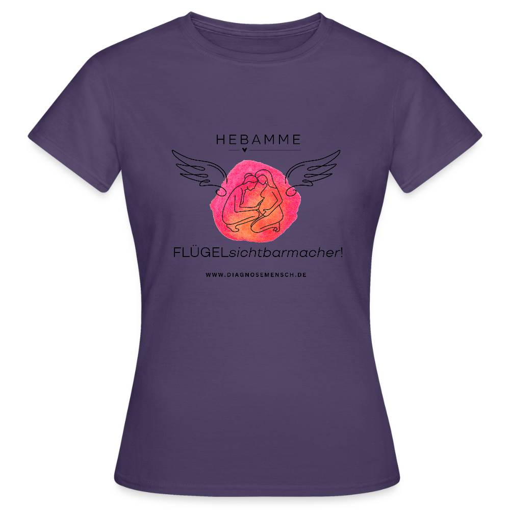 Frauen T-Shirt "Flügel Hebamme" - Best Buddy - Dunkellila