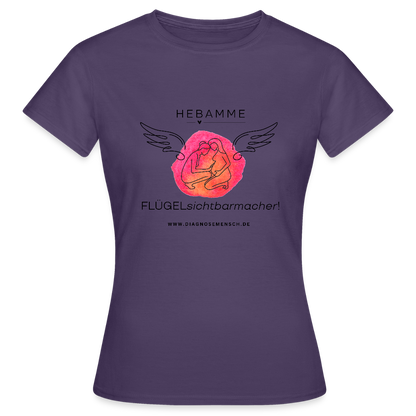 Frauen T-Shirt "Flügel Hebamme" - Best Buddy - Dunkellila