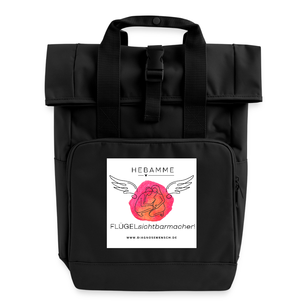 Rolltop Rucksack "Flügel - Hebamme" - Best Buddy - Schwarz