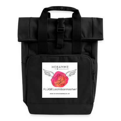 Rolltop Rucksack "Flügel - Hebamme" - Best Buddy - Schwarz