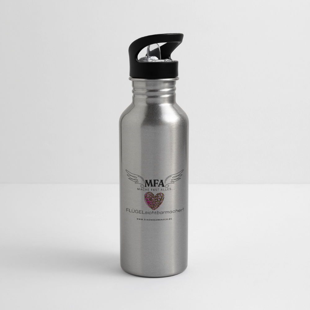 Trinkflasche mit Strohhalm "MFA Leo" - Best Buddy - Lightsilver