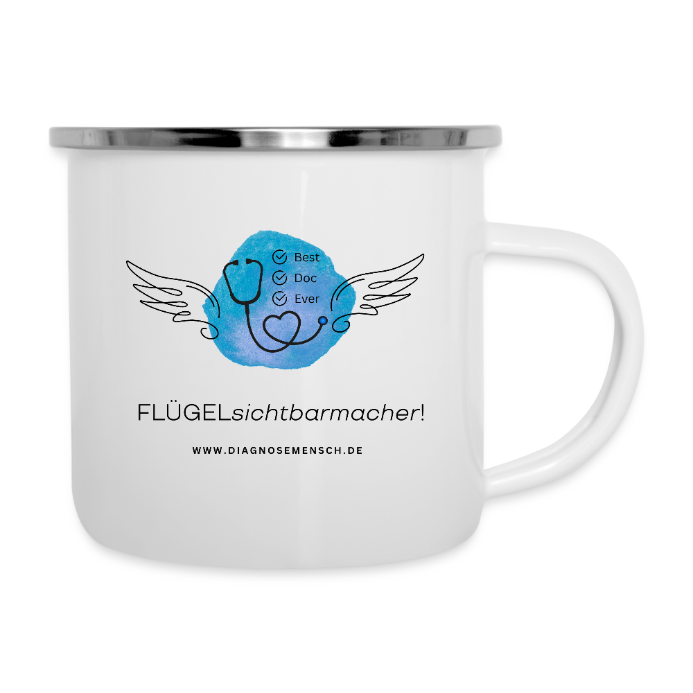 Emaille-Tasse "Flügel Doc" - Best Buddy - Weiß