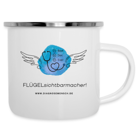 Emaille-Tasse "Flügel Doc" - Best Buddy - Weiß