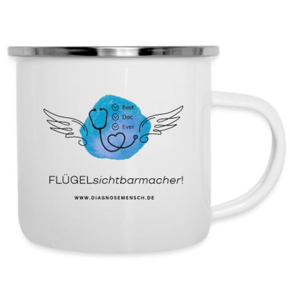 Emaille-Tasse "Flügel Doc" - Best Buddy - Weiß