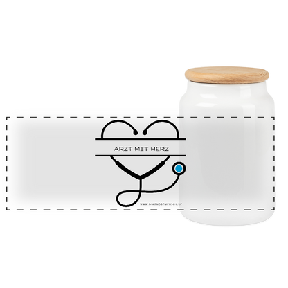 Keksdose mit Holzdeckel "Arzt mit Herz" - Best Buddy - Weiß