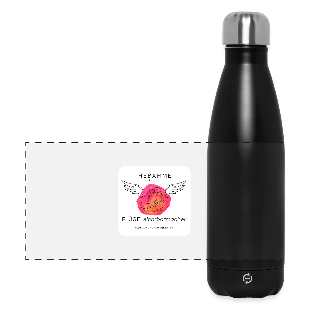 Thermosflasche 500 ml "Hebamme" - FLÜGELsichtbarmacher - Schwarz