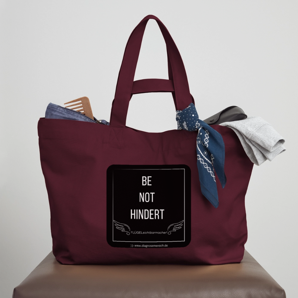 Recycelte Shopping Bag "BE NOT HINDERT" - FLÜGELsichtbarmacher - Burgunderrot
