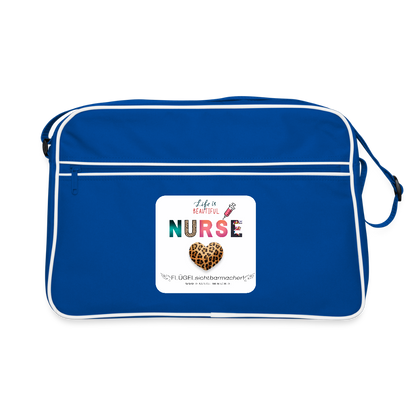 Retro Tasche "NURSE" - FLÜGELsichtbarmacher - Blau/Weiß