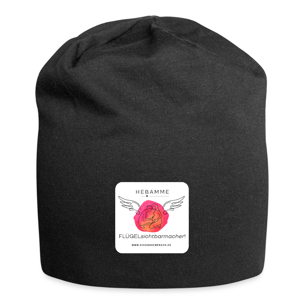 Jersey-Beanie "Hebamme" - FLÜGELsichtbarmacher - Schwarz