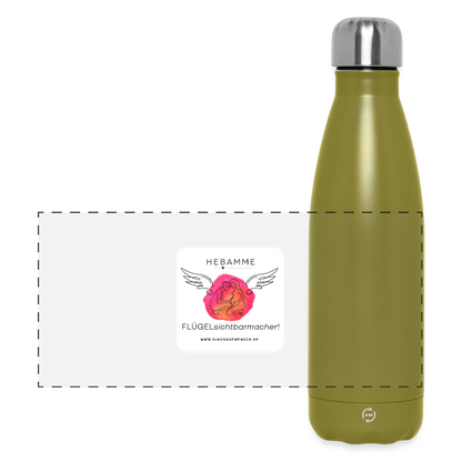 Thermosflasche 500 ml "Hebamme" - FLÜGELsichtbarmacher - Olivgrün 