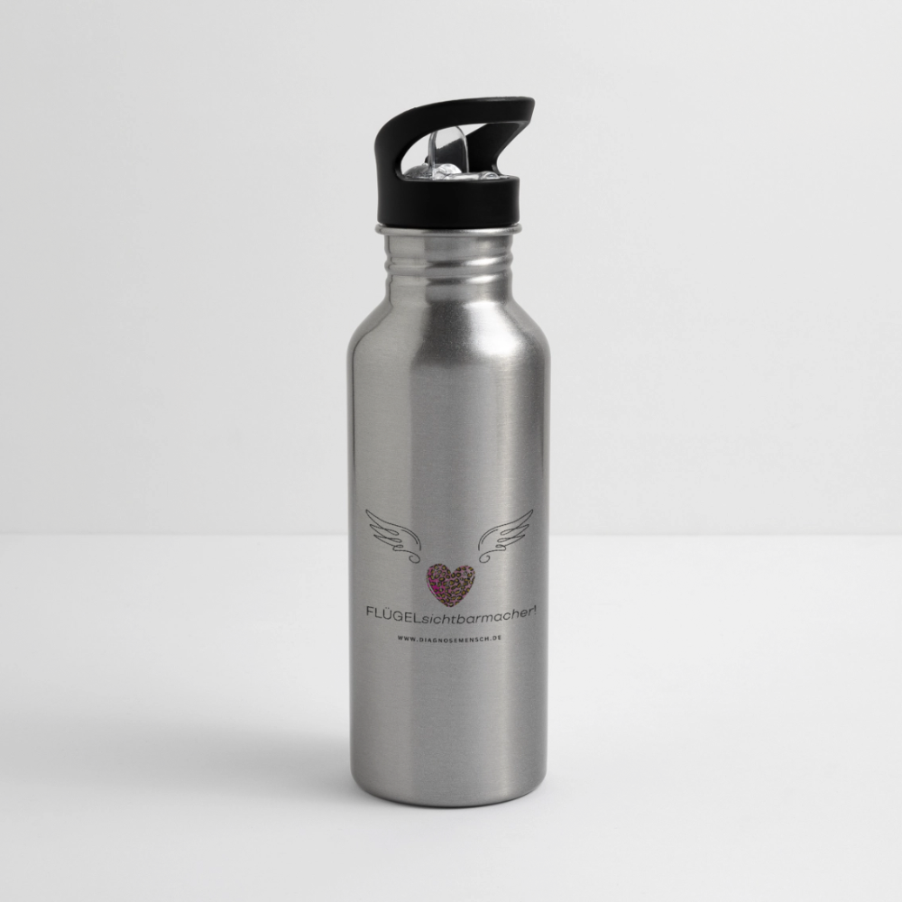 Trinkflasche mit integriertem Strohhalm "Flügel" Best Buddy - Lightsilver