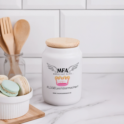 Keksdose mit Holzdeckel "MFA CROWN" - Best Buddy - Weiß