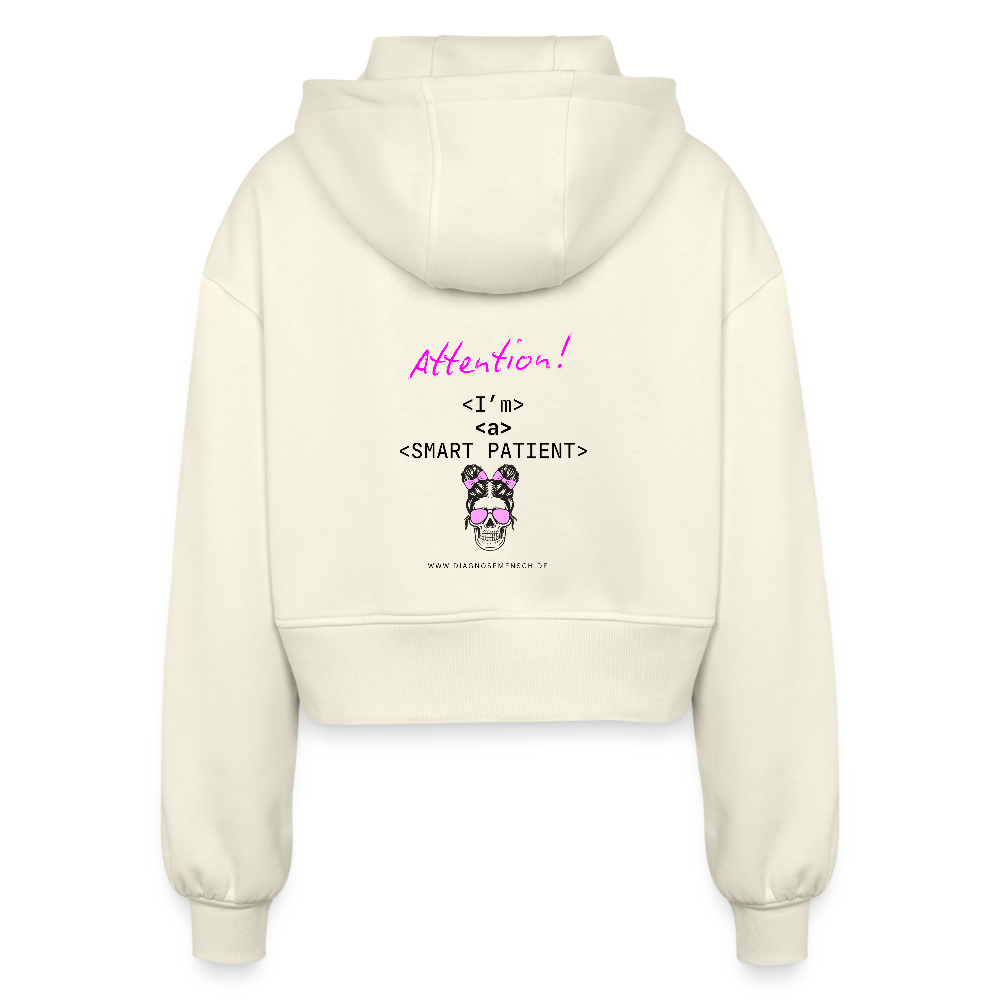 Frauen Oversized Cropped Kapuzenjacke "I'm a smart patient" - Bad Girl - Natur