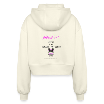Frauen Oversized Cropped Kapuzenjacke "I'm a smart patient" - Bad Girl - Natur