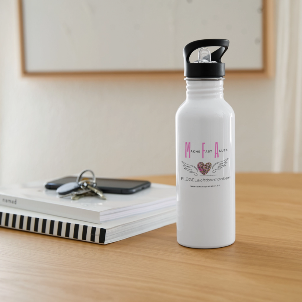 Trinkflasche mit intgriertem Strohhalm " Best Buddy" - Weiß