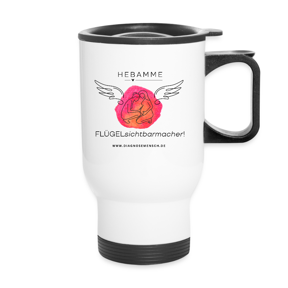 Thermobecher mit Tragegriff "Flügel Hebammae" - Best Buddy - Weiß