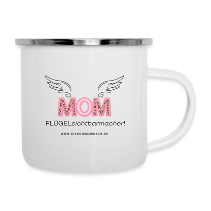 Emaille-Tasse "Flügel Mom" - Best Buddy - Weiß