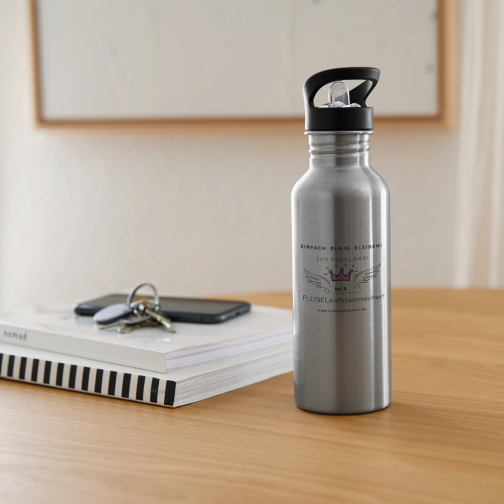 Trinkflasche mit integriertem Strohhalm "MFA" - Best Buddy - Lightsilver