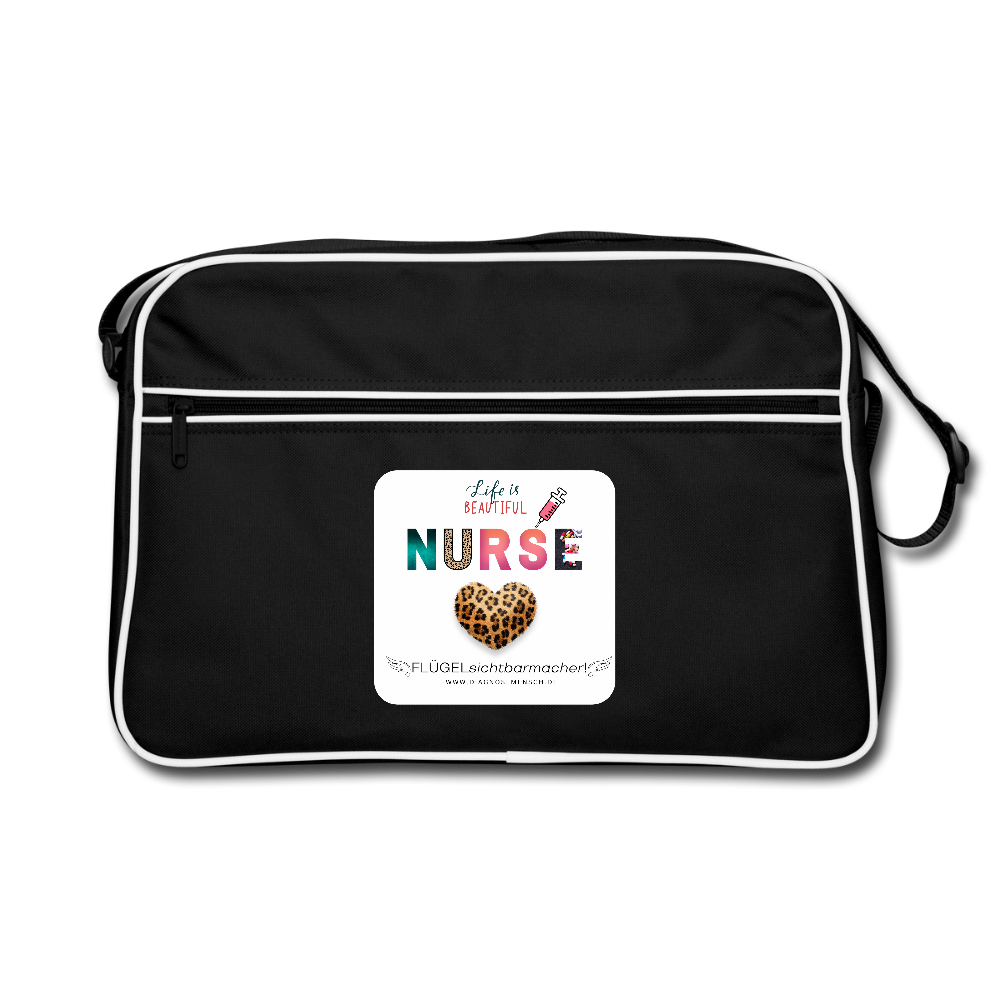 Retro Tasche "NURSE" - FLÜGELsichtbarmacher - Schwarz/Weiß