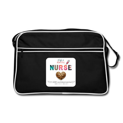 Retro Tasche "NURSE" - FLÜGELsichtbarmacher - Schwarz/Weiß