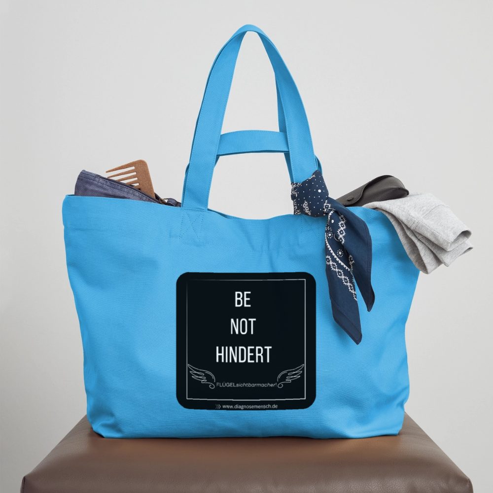 Recycelte Shopping Bag "BE NOT HINDERT" - FLÜGELsichtbarmacher - Aquablau