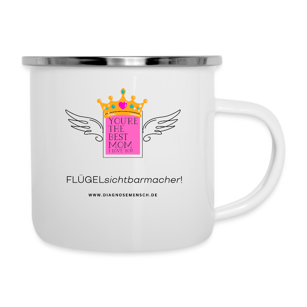 Emaille-Tasse "flügel Mom" - Best Buddy - Weiß