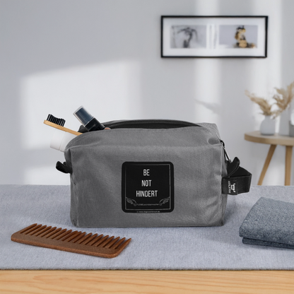 Recycelte Kulturtasche "BE NOT HINDER" - FLÜGELsichtbarmacher - Anthrazit