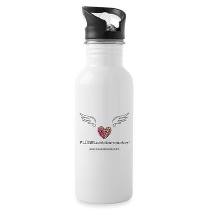 Trinkflasche mit integriertem Strohhalm "Flügel" Best Buddy - Weiß