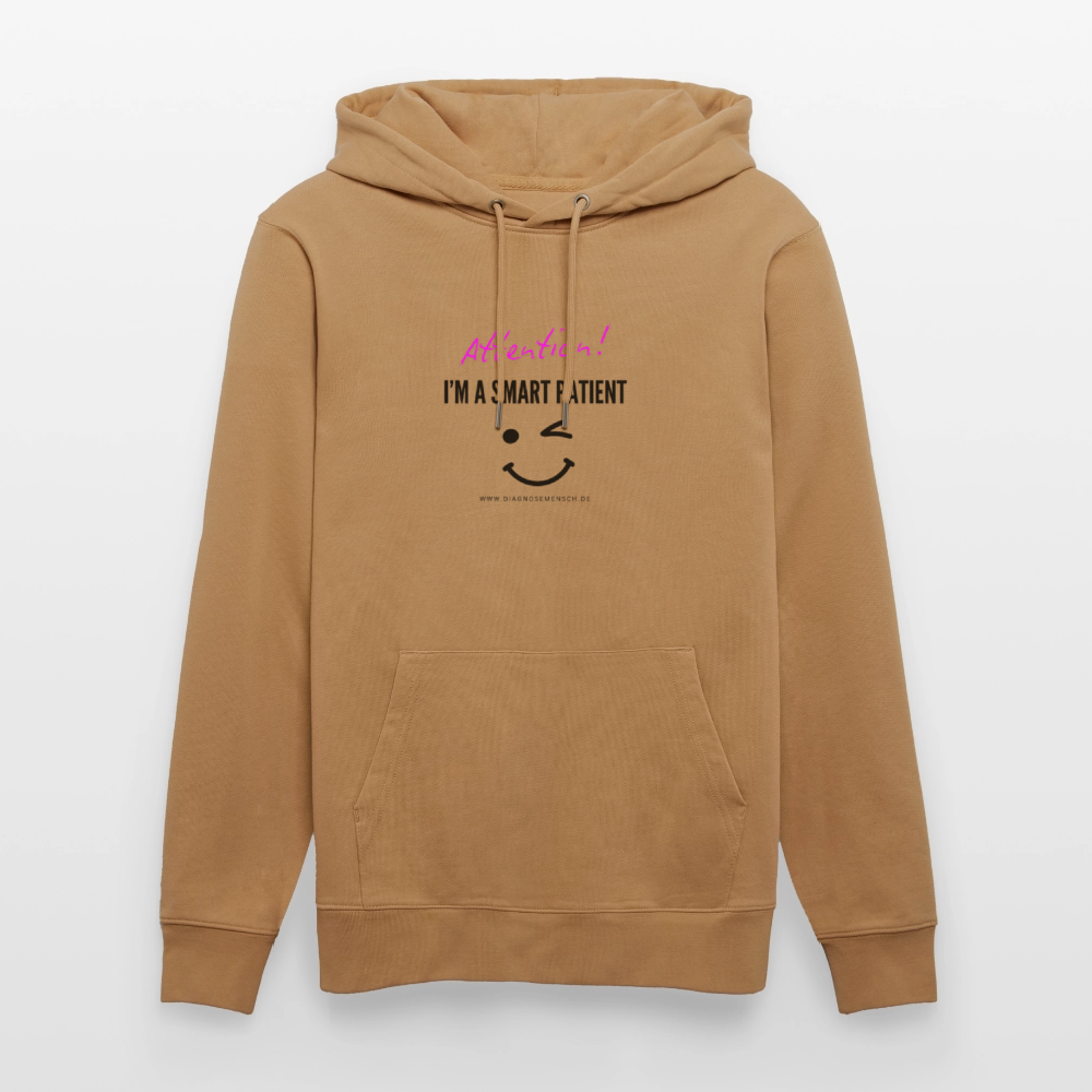 Bio-Hoodie CRUISER  "I'm a smart patient" - Funny - Karamell 