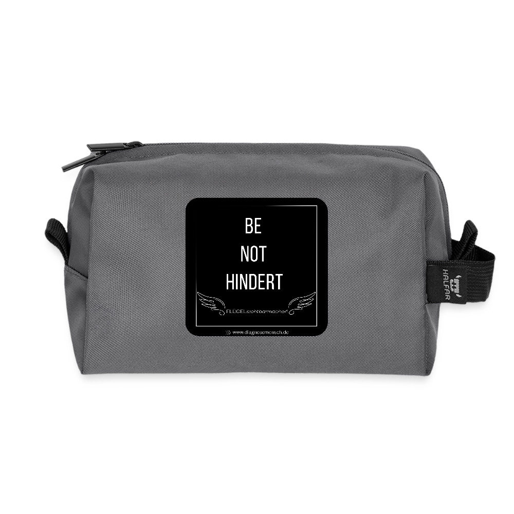 Recycelte Kulturtasche "BE NOT HINDER" - FLÜGELsichtbarmacher - Anthrazit