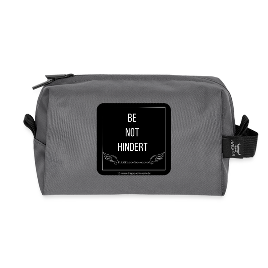 Recycelte Kulturtasche "BE NOT HINDER" - FLÜGELsichtbarmacher - Anthrazit