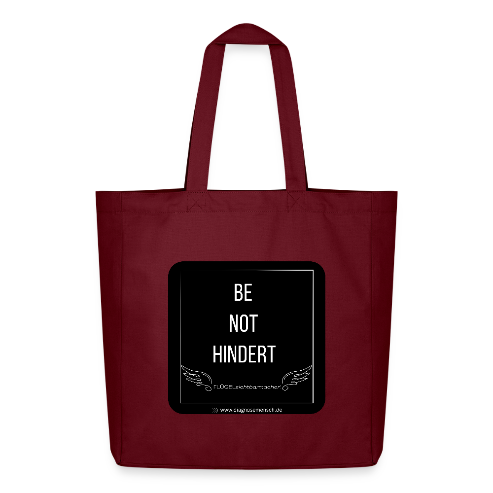 Midweight recycelter Stoffbeutel "BE NOT HINDERT - FLÜGELsichtbarmacher - Burgunderrot