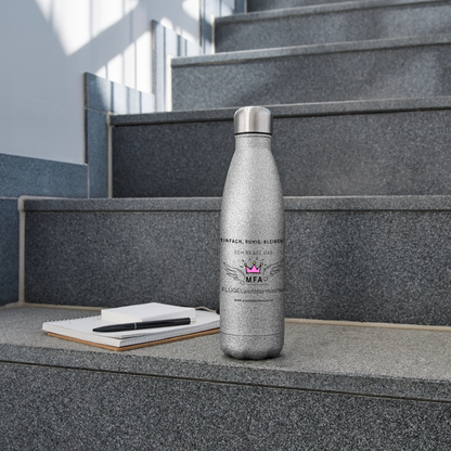 Glitzer Edelstahl Thermosflasche "MFA" - Best Buddy - Sliber Glitzer